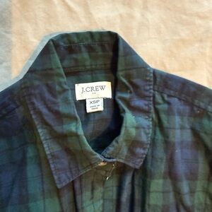 J. Crew Navy and Green Checkered Shirt